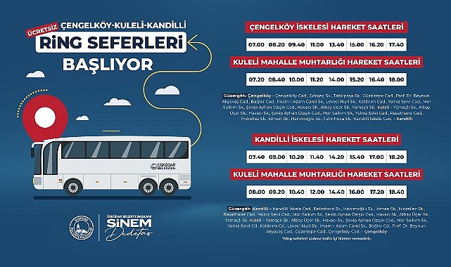 Üsküdar Belediyesi’nden Çengelköy – Kuleli ve Kandilli İçin Yeni Ring Seferleri